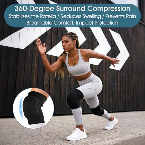 Volleyball Knee Pads 1 Pairs Soft Black Kneepads for Women Youth Girls, for Sports Dance Football Yoga Tennis Running Cycling Workout, Athletic Knee Pads for Volleyball Players (Black, Medium) - size: Black, Medium