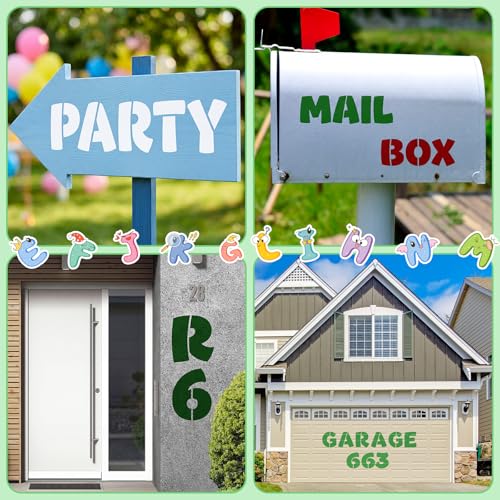 SATINIOR 16 Inch Large Letter Stencils and Numbers, 36 Pcs Reusable Alphabet Stencils Plastic Numbers Templates Craft for Wood Wall Fabric Signage Chalkboard Painting DIY Projects (Cute) - size: 16 Inch, style: Cute