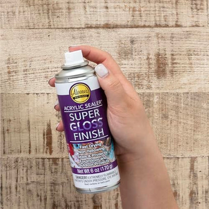 Aleene's Spray Acrylic Sealer, Super Gloss Clear Finish for DIY Crafts & Art Projects, Non-Yellowing, Fast Dry Time Super Glossy Finish 6 oz. - color: Super Gloss