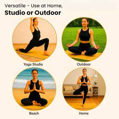 LFH Home Handmade Straw Yoga Mat For Exercise, Workout, Fitness - Perfect Heavy Quality Eco Friendly Natural Straw Reversible Yoga Mat for Men & Women - 72x24 Inch - color: Gold Yellow