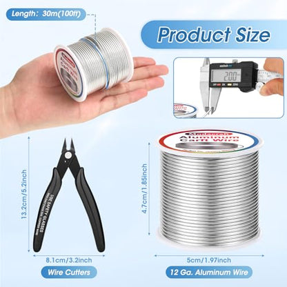 Modacraft 12 Gauge Aluminum Wire - 100 Ft Bendable Craft Wire with Cutter | 2mm Aluminum Wire Soft Craft Wire with Cutter for Sculpting, Jewelry Making, Doll Making, Bonsai Training & DIY - color: Silver, size: 12 Gauge