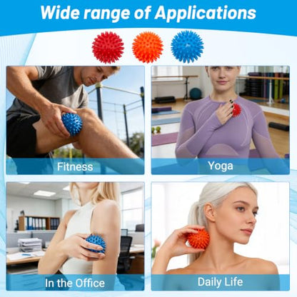 3PCS Spiky Massage Balls Set, Soft Foot Massage Ball For Muscle Relaxation | Plastic Material, 2.7 Inch Spiked Design, Gentle Massage Pressure, Feet Hands Legs Use, Yoga Office Travel