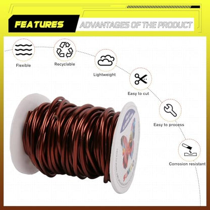 Aluminum Craft Wire,8 Gauge (3mm) Bronze Bendable Wire,32 Feet Continuous Roll for Jewelry Making,Sculpting,Floral & Armature Projects - size: 8 Gauge 32FT, style: Bronze