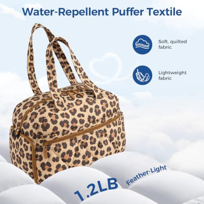Women's Duffle Gym Bag, Carry-On Shoe Compartment for Weekender Overnight - color: Cheetah, size: Medium