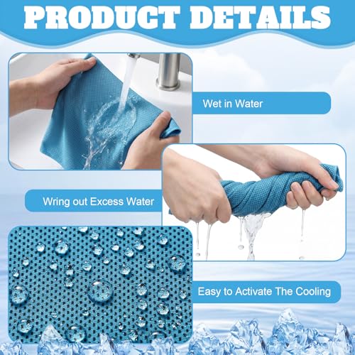 Honoson 30 Pack Cooling Towels for Neck and Face, 27 x 16 in, Light Blue - color: Light Blue