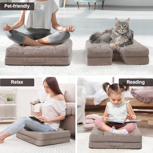 Meditation Cushion, Ideal for Extended Sitting Sessions. Double-Layered Memory Foam seat Cushion (with Handles) Suitable for Yoga, Fireside Relaxation, and Living Room use.