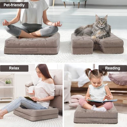 Meditation Cushion, Ideal for Extended Sitting Sessions. Double-Layered Memory Foam seat Cushion (with Handles) Suitable for Yoga, Fireside Relaxation, and Living Room use.