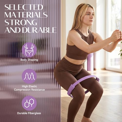 Pilates Kit, 13.5" Pilates Ring with Mini Ball & Resistance Bands | Home Pilates Equipmen Set, Magic Circle Ring with Anti-Slip Handles for Beginners, Workout Guide Included - color: Pilates Kit - Purple