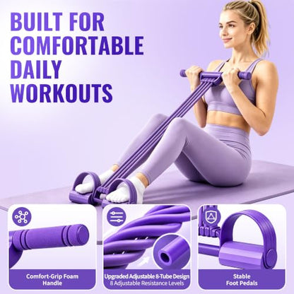 3-in-1 Adjustable Pedal Resistance Band Set with 5 Pcs 5-Level Loop Bands