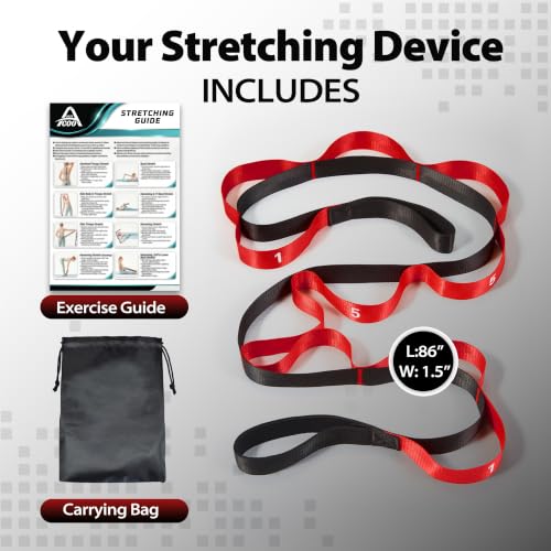 Acozycoo Stretching Strap with Loops for Physical Therapy,Knee,Calf,Back - color: Red, size: Length: 86 Inch, Width: 1.5 Inch