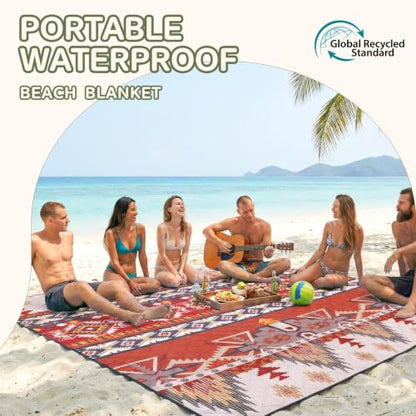 Waterproof Picnic Blanket Outdoor Camping Beach Mat Outside Rug Tent Floor Carpet Extra Large Foldable Sandproof Car Essential Roadtrip Gadget Rv Accessories Glamping Gear Must Haves Hiking Stuff Gift - color: Boho Brown