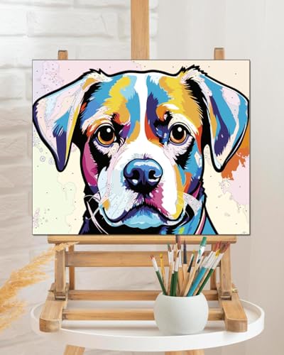 TOCARE Boxer Paint by Numbers Kit for Adults Beginner, Dog Paint by Number Canvas Kit, Acrylic Adults' Paint-by-Number Kits for Dogs Lovers 16x20inch (Without Framed) - color: TC-OPC-362