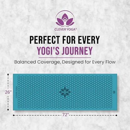 Clever Yoga Hot Yoga Mat Towel – Non-Slip Grip for Hot Yoga, Sweat Absorbent, Honeycomb Silicone Grip, Stays Flat – Ideal for Pilates, Travel, Washable & Lightweight - Turquoise - color: Turquoise