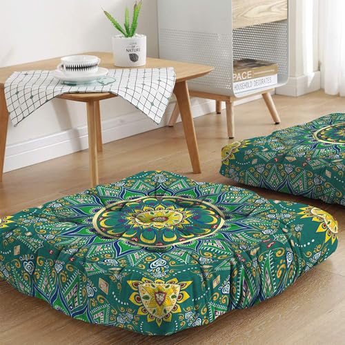 Mandala Meditation Cushion, Boho Meditation Mat, Meditation Pillows for Sitting on Floor, Cushions for Sitting in Home and Outdoor, Square Floor Pillow Cushion Seating for Yoga Accessories 22'' X 22'' - color: 07.mandala Meditation Cushion-1, size: 22x22