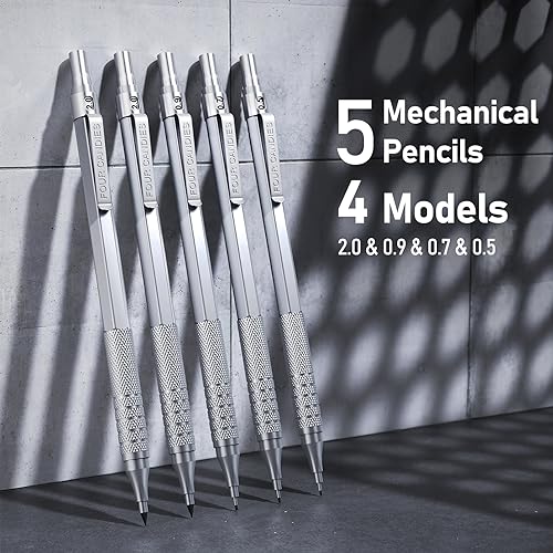 Four Candies 25PCS Art Mechanical Pencil Set + Mechanical Pencil Set Silver