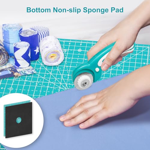 Headley Tools 12"x12" Rotating Cutting Mat, Self Healing Mat with 360-Degree Rotation & Anti-Slip Base, Sewing Board Cutting Mat Perfect for Fabric Quilting Leather Hobby Project, Light Blue - color: LIight blue, size: 12"L x 12"W