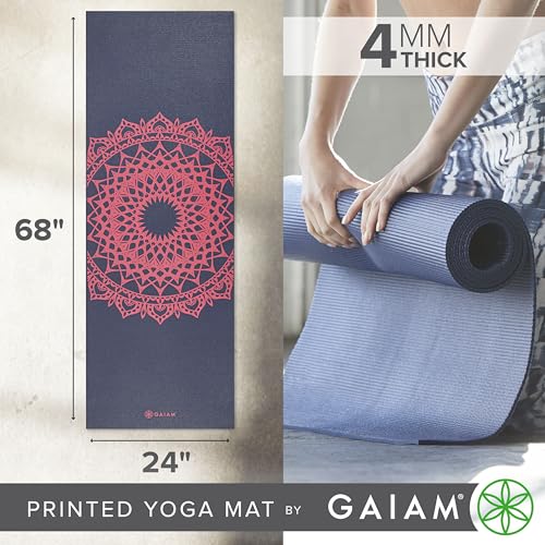 Gaiam Yoga Mat Classic Print, 4mm Non-Slip Mat - color: Pink Marrakesh