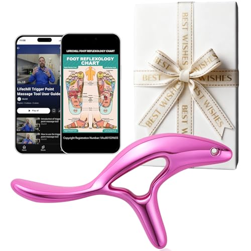 lifechill Trigger Point Massage Tool for Pain Relief Deep Tissue, Gua Sha & Muscle Scraper Tool for Full Body, Thumb Saver Acupressure Tool Relieve Muscle Knots (Rose Red) - color: Rose Red