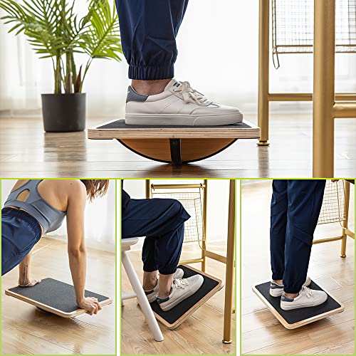 StrongTek Professional Wooden Balance and Adjustable Slant Board Set – Ideal for Core Strength, Stability, and Flexibility Training