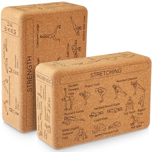 Halloscume 2 Pack Cork Yoga Blocks for Support and Balance, Beige