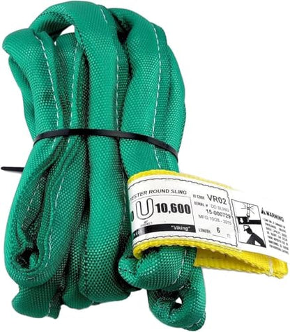 Chenango Supply VR2 6ft Green Endless Round Polyester Rigging Sling | USA Made, Double-Ply Cover, for Lifting & Material Handling, Capacity: 5,300 lb Vertical, 4,240 lb Choker, 10,600 lb Basket - size: 6 ft