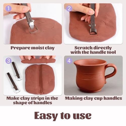 2Pcs Sculpture Scraper Pottery Handle Making Tool Pottery Carving Tool | Potterys Trimming Tools Polymer Clay Sculpting Tools for Ceramic Sculpture Craft Teacup Mug Cup Handle Making