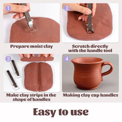 2Pcs Sculpture Scraper Pottery Handle Making Tool Pottery Carving Tool | Potterys Trimming Tools Polymer Clay Sculpting Tools for Ceramic Sculpture Craft Teacup Mug Cup Handle Making