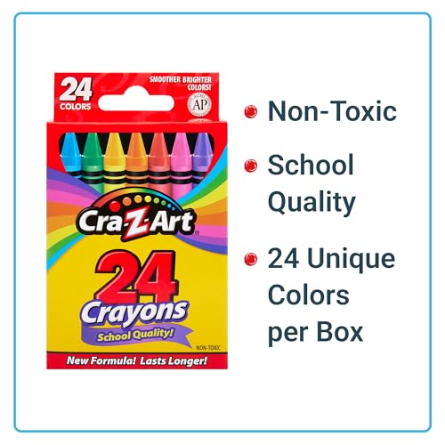 Cra-Z-Art Crayons, Bulk Pack, 24 Count, 24 Packs of Crayons, Bulk School Supplies for Classroom, Back to School Essentials - size: 24 Count (Pack of 24)