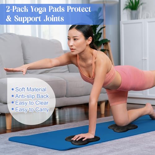 RoundFunny 5 Pcs Yoga Blocks Knee Pads Yoga Strap Set Soft Premium Foam Blocks Accessories for Pilates Meditation General Fitness Stability, Kneeling, Balance, Deepen Stretches and Toning - color: Black