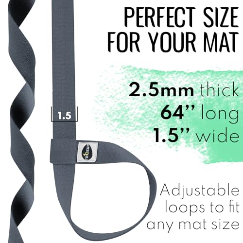 TECEUM Yoga Mat Strap – Extra Soft & Thick Cotton Carrier for All Mats - color: Gray, size: 64 IN