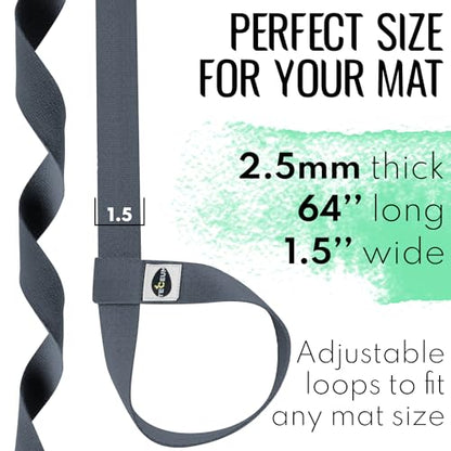 TECEUM Yoga Mat Strap – Extra Soft & Thick Cotton Carrier for All Mats - color: Gray, size: 64 IN