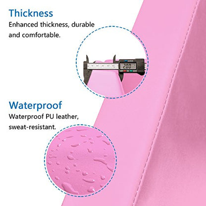 Bonnlo Folding Exercise Aerobics Mat, 6ft x 2ft x 2in PU Leather Mats with Carrying Handles with Hook & Loop Fastener for MMA, Stretching, Cheerleading Martial Arts,Gymnastic - color: Pink