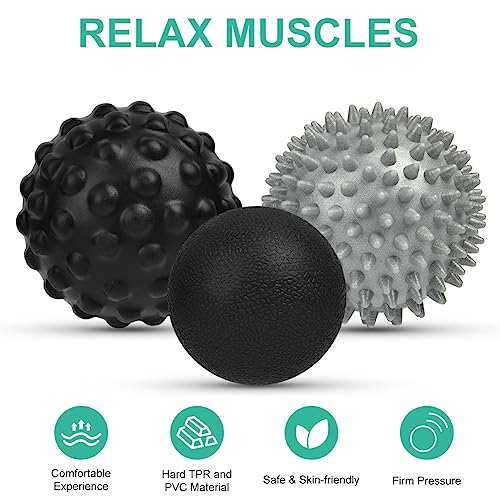 URAQT Spiky Massage Ball, 3 Pack Hard Spiky Massage Ball Roller Set, Professional Physical Therapy Massage Balls for Myofascial Release, Trigger Point Deep Tissue Massage, Plantar Fasciitis Recovery - color: 3pcs-b