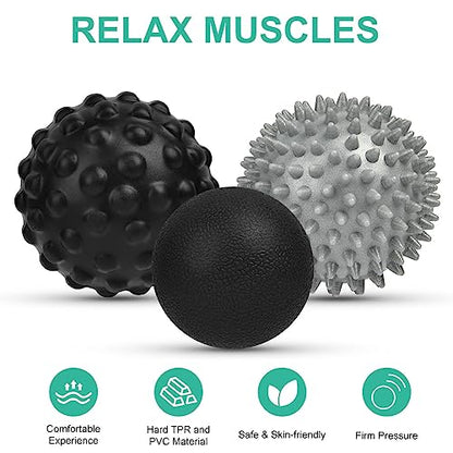 URAQT Spiky Massage Ball, 3 Pack Hard Spiky Massage Ball Roller Set, Professional Physical Therapy Massage Balls for Myofascial Release, Trigger Point Deep Tissue Massage, Plantar Fasciitis Recovery - color: 3pcs-b