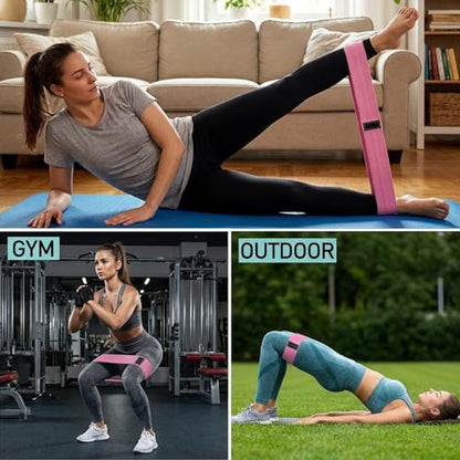 3 Pcs Woven Resistance Bands for Legs and Glutes, Non Slip Fabric Booty Bands Set, Exercise Loop Bands for Workout Squat Yoga Fitness, Elastic Hip Bands for Home Gym Training