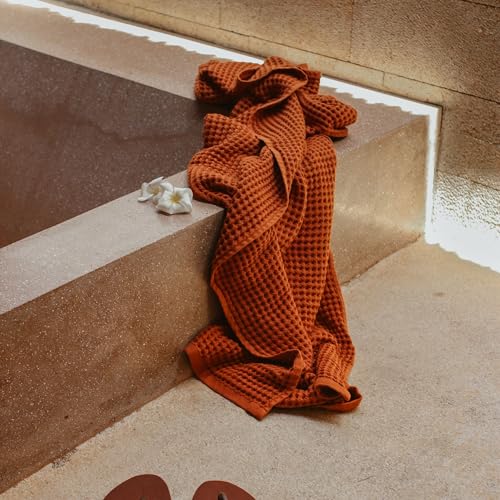 sea me at home Waffle Bath Sheet 100% Turkish Cotton - Large Bath Towel (34x67 Inches) Luxurious Spa Towel for Bath, Beach, or Pool Time - color: Terra, size: Bath Sheet (1 Piece)