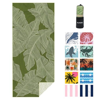 Eunzel Microfiber Beach Towel, Quick Dry Travel Towel Large Sand Free Towel for Beach, Camping, Swim Pool, Gym, Sports& Yoga 71"x32", Palm Green - color: 1 Pack_palm Green