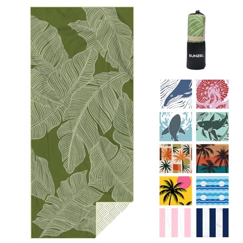 Eunzel Microfiber Beach Towel, Quick Dry Travel Towel Large Sand Free Towel for Beach, Camping, Swim Pool, Gym, Sports& Yoga 71"x32", Palm Green - color: 1 Pack_palm Green