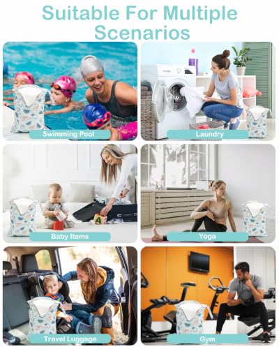 ALVA ALVABABY 2pcs Waterproof Wet Dry Bags,Reusable with Two Zippered Pockets,Baby Cloth Diaper,Travel,Beach,Pool,Daycare,Soiled Baby Items,Yoga Gym Bag,Swimsuits or Wet Clothes 2LW04 - color: Moon and fruits