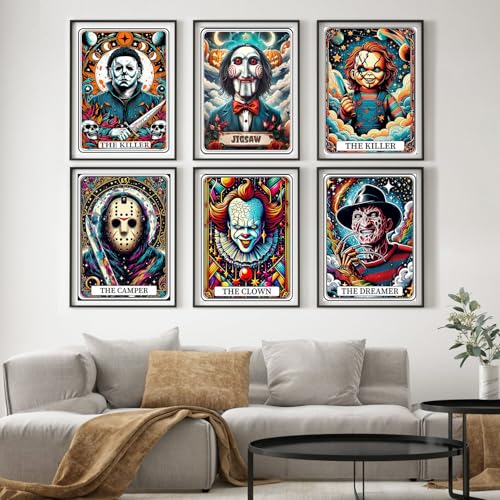 6 Pack Halloween Diamond Art Kits for Adults Diamond Painting Kit Beginner | Horror 5D DIY Funny Diamond Dots Full Drill Crafts for Gem Art Dot Art for Adults Home Wall Decor for Teens 12x16 inch - color: DP01313