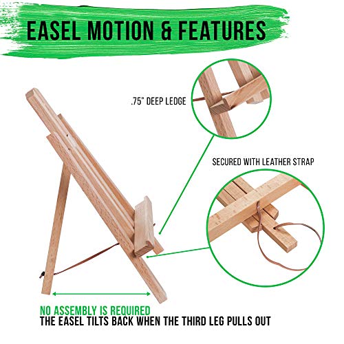 U.S. Art Supply 11" Small Tabletop Display Easel - Beechwood Artist A-Frame Display Stand, Wooden Easel for Painting, Canvas Stand, (Pack of 1) Classrooms Events Photo Picture Sign Holder