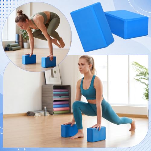 Wettarn 6 Pack Yoga Blocks 9 x 6 x 4 Inch EVA Foam, Lightweight - color: Blue