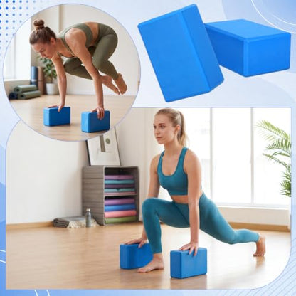Wettarn 요가 블록 22.9 x 15.2 x 10.2cm(9 x 6 x 4인치) EVA 폼 경량 미끄럼 방지 요가 소품 필라테스 스트레칭 - color: 블루.