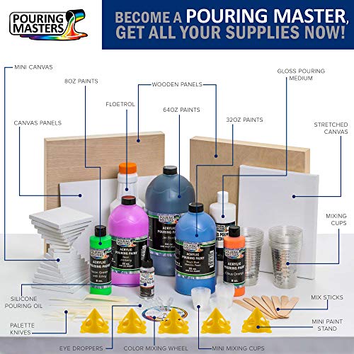 Pouring Masters Peacock Teal Metallic Pearl Ready to Pour Acrylic Pouring Paint - Premium 8-Ounce Pre-Mixed Fluid Acrylic Paint - Fluid Art Supplies for Canvas, Wood, Paper, Tile & Rocks - color: Peacock Teal Metallic Pearl, size: 8 Fl Oz (Pack of 1)