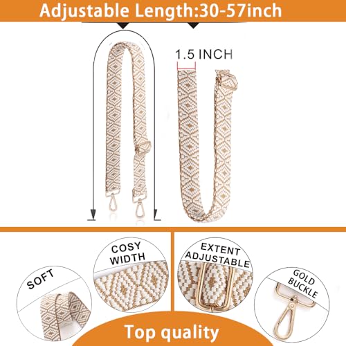 S-Jacorry Purse Strap Replacement Crossbody Wide Shoulder Strap Adjustable Canvas Straps Handbag Strap Replacement Belts - color: Gold Buckle-677