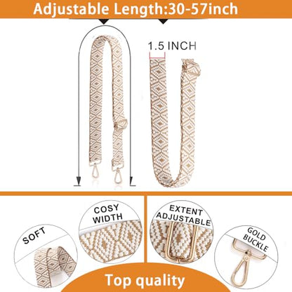 S-Jacorry Purse Strap Replacement Crossbody Wide Shoulder Strap Adjustable Canvas Straps Handbag Strap Replacement Belts - color: Gold Buckle-677
