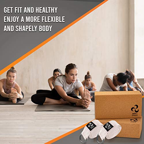 Stretching Straps and Yoga Blocks - Yoga Beginner Kit for Pilates & Gym