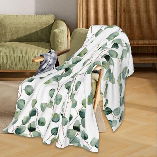 Sage Leaves Blanket, Green Plants Soft Lightweight Throw Blanket for Sofa Couch Bed Room 50x60 inch - color: Sage Green