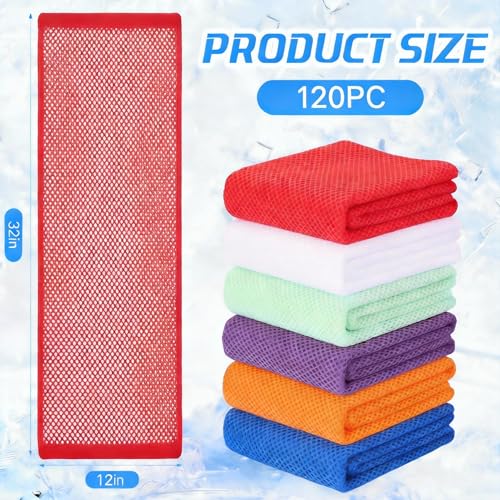 QBrand 120팩 쿨링 타월, 101.6 x 30.5cm(40 x 12인치) 얼음 통기성 쌀쌀한 땀 걸레 극세사 운동 걸레 체육관 타월 목 및 얼굴용 요가 골프 스포츠 러닝용 (MU-120) - color: Mu-120