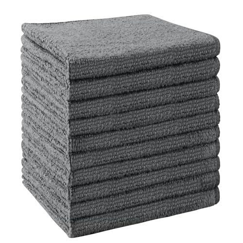 UNIMADE Washcloths 10 Pack Face Towels (12" x 12"), Highly Soft Wash Cloths | Hand Towels, Fast Drying Multi-Purpose Microfiber Cleansing Cloths for Bathroom, Hotel, Spa, and Salon Grey - color: Grey, size: 10Pack